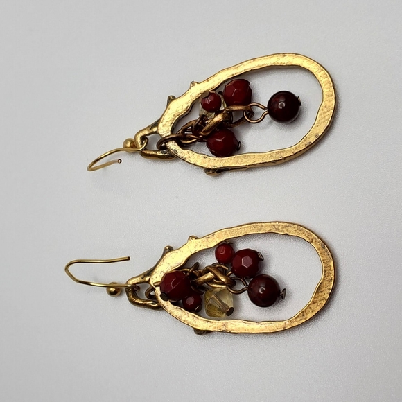 Gold and Red Earrings - Picture 12 of 14